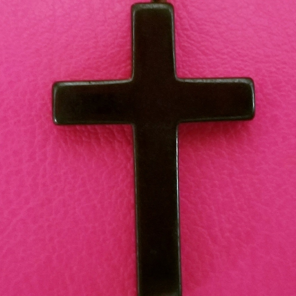 Hematite Cross Pendant w /S.S. Bail